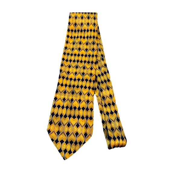 Ermenegildo Zenga Men’s Gold Blue Geometric Printed 100% Silk Tie 4” Italian EUC - Picture 2 of 9